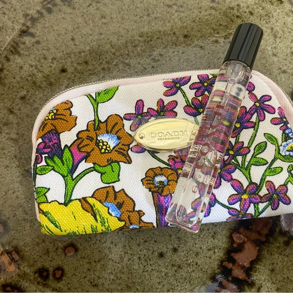 Coach Multicolor Floral Pouch with 7.5 ml Wild Rose Perfume - Picture 1 of 7
